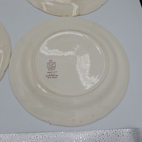 French Saxon China 22k Blossomtime 9.25 Inch Diameter Gold Plates Set Of 4 Lot 1 - Picture 7 of 10